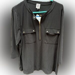 Anne Klein Black Top with Gold Zipper